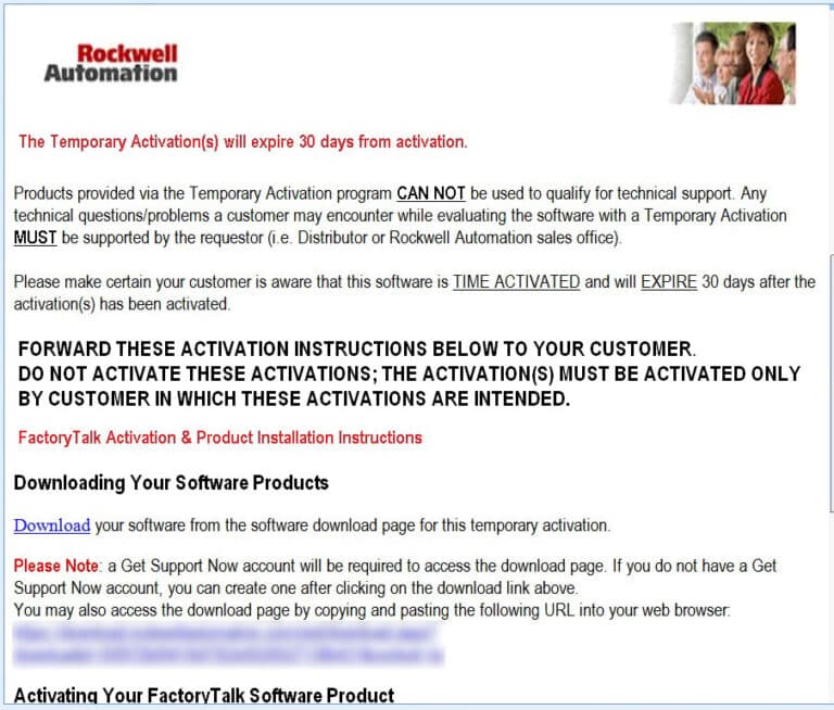 How to get a “Temporary Activation” from Rockwell Software