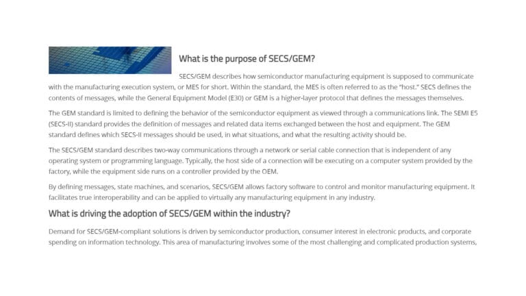Recommended Reading: What is SECS/GEM